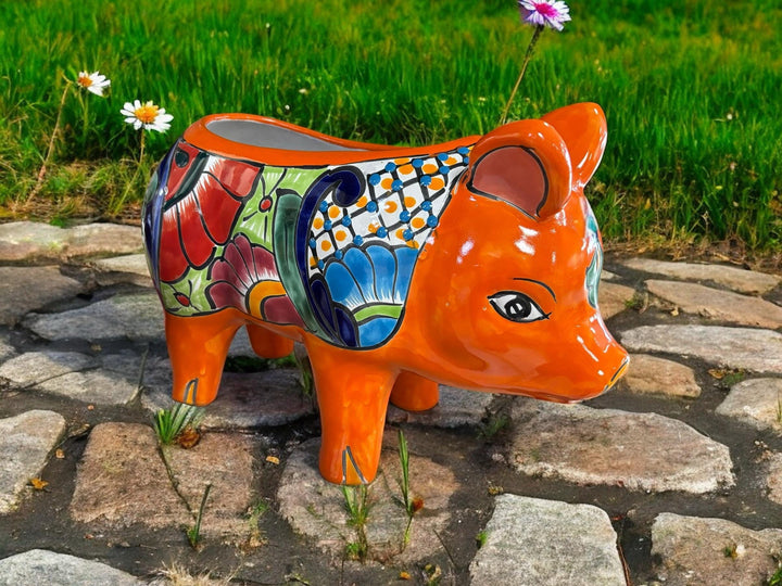 Hand Painted Pig Planter Pot