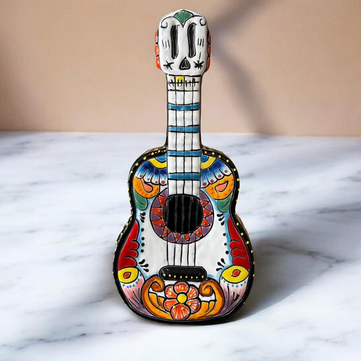 Colorful Talavera Guitar Statue