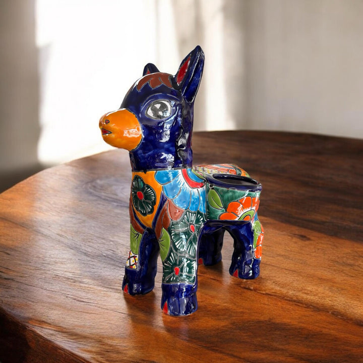 Hand Painted Colorful Donkey Mexican Planter Pot