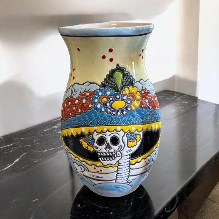 Catrina Skull Lady Hand Painted Small Talavera Vase