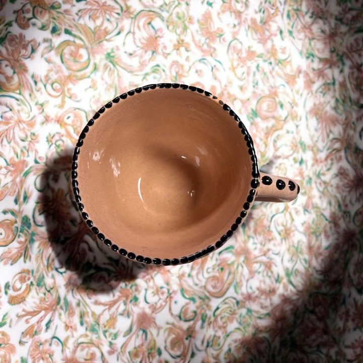 Hand Painted Mexican Talavera Black and Red Small Coffee Mug
