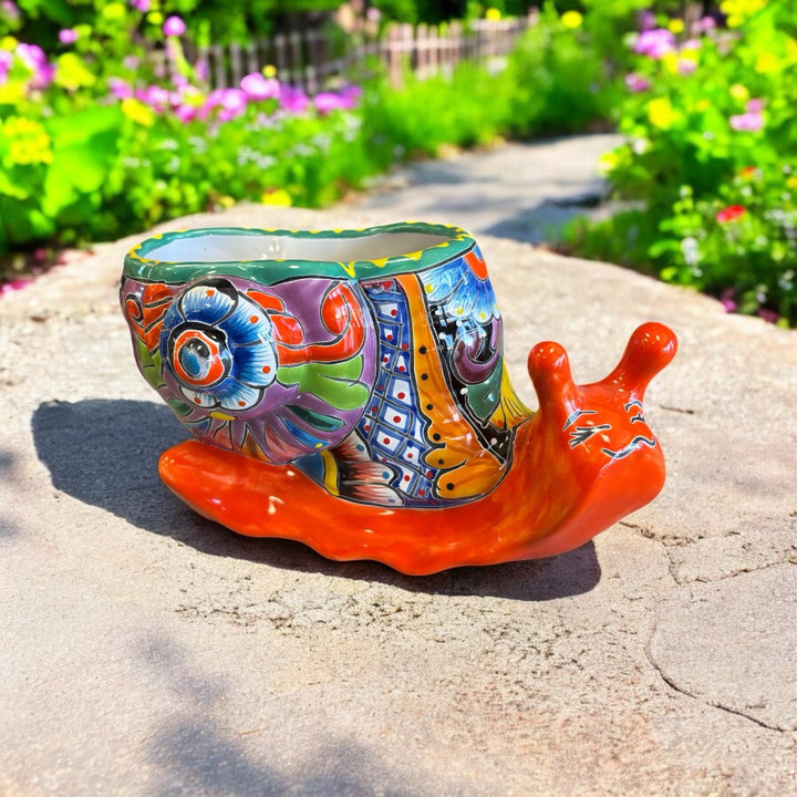 Cute Hand Painted Happy Snail Planter Pot