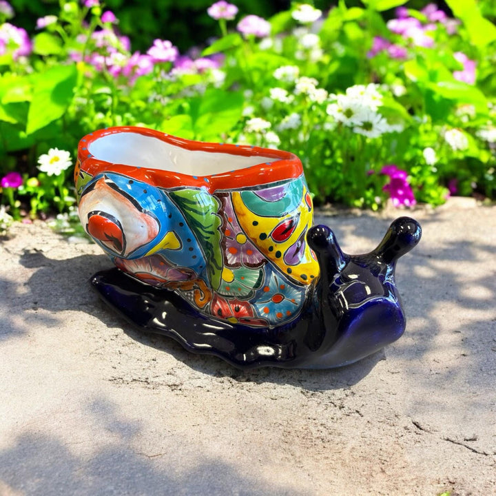 Cute Hand Painted Happy Snail Planter Pot