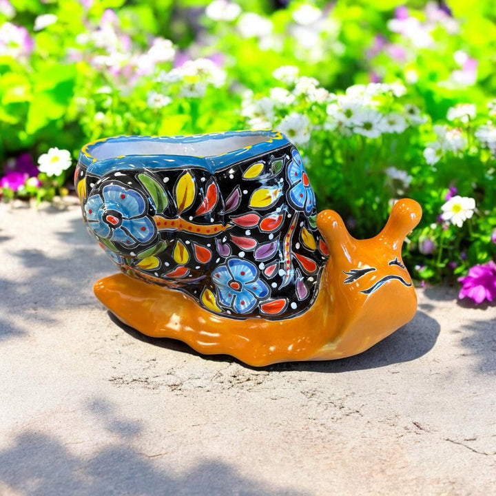 Cute Hand Painted Happy Snail Planter Pot