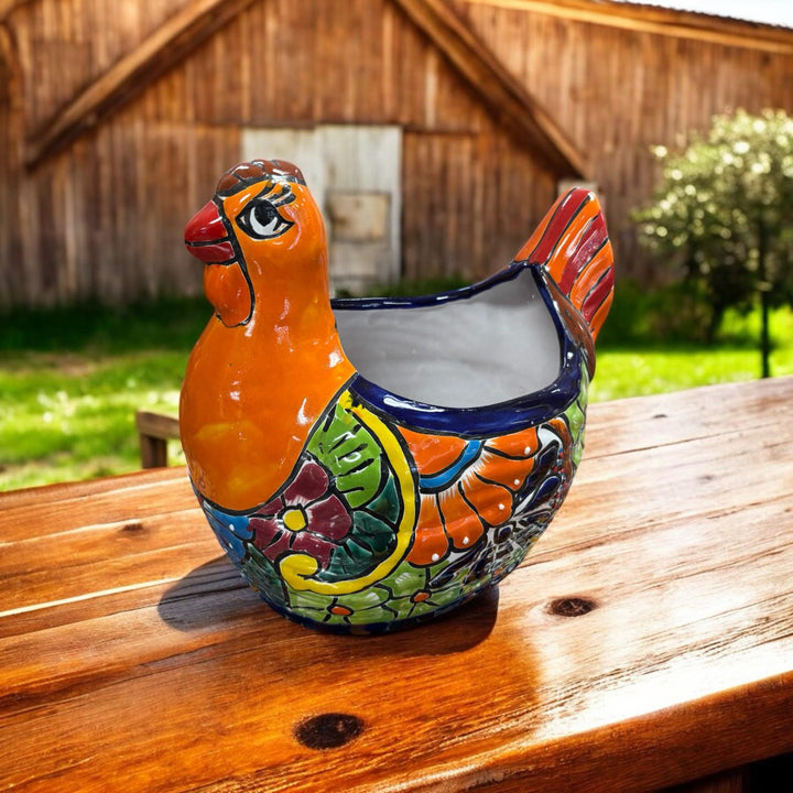 Hand Painted Chicken Hen Planter Pot