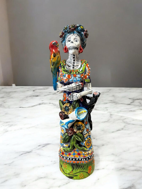 Hand Painted Frida Kahlo Catrina Day of the Dead Sculpture