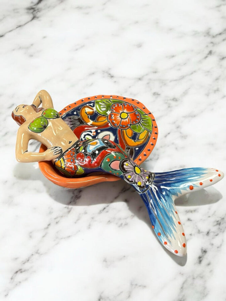 Hand Painted Talavera Mermaid Soap Holder