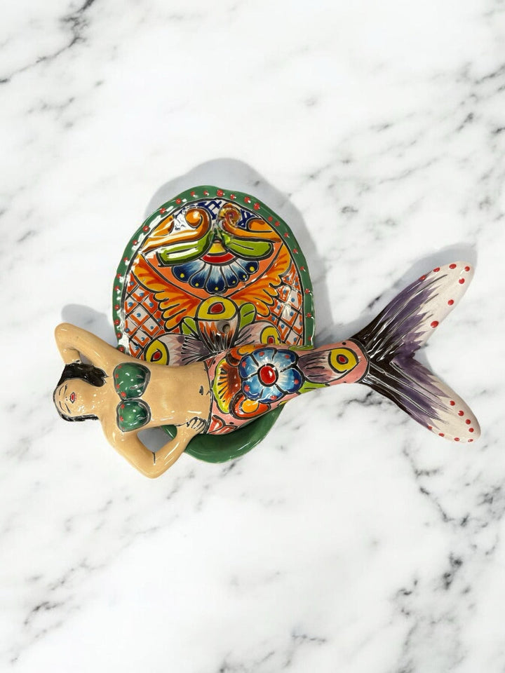 Hand Painted Talavera Mermaid Soap Holder