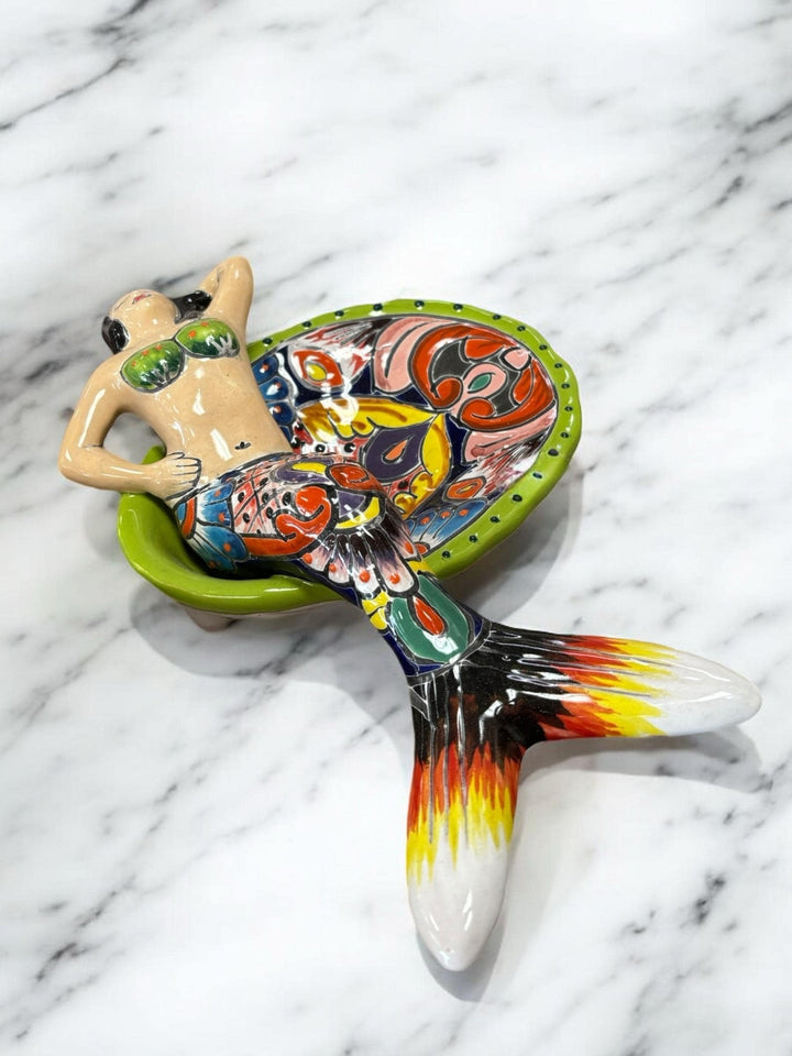 Hand Painted Talavera Mermaid Soap Holder