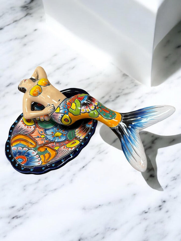 Hand Painted Talavera Mermaid Soap Holder