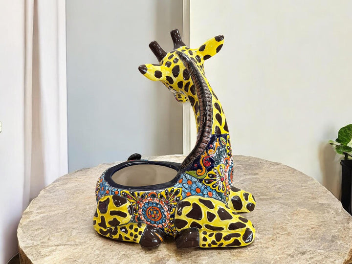 Hand Painted Mexican Giraffe Planter Pot