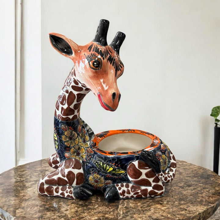 Hand Painted Mexican Giraffe Planter Pot