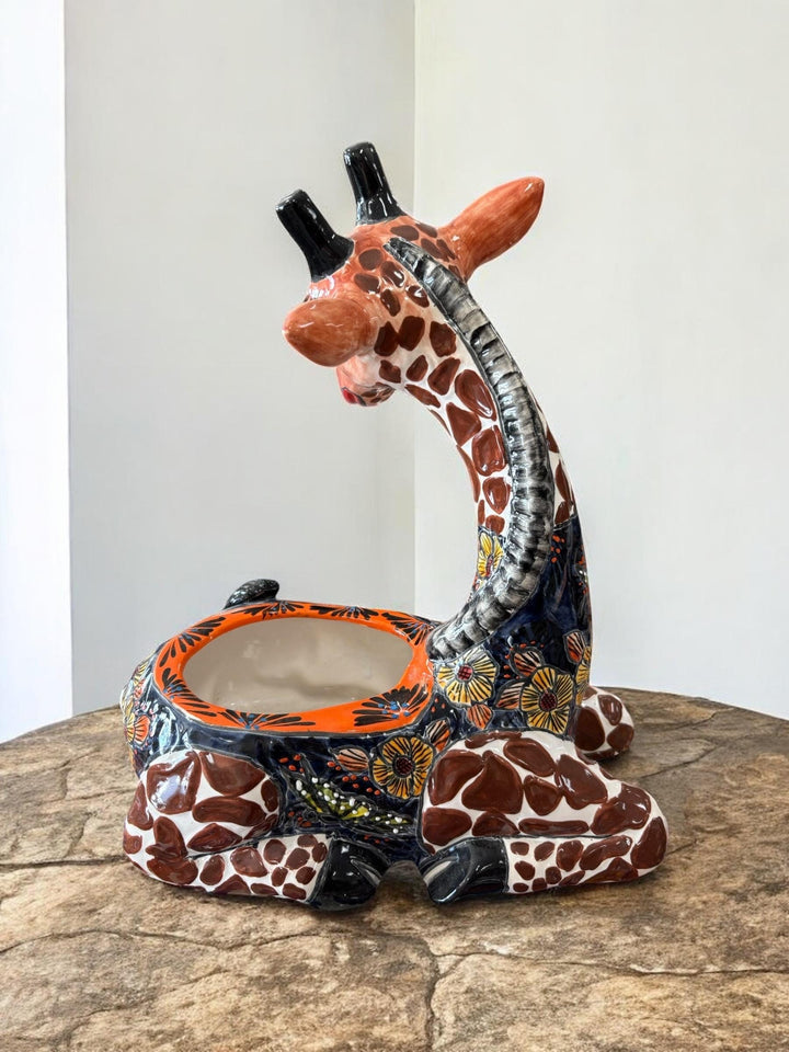 Hand Painted Mexican Giraffe Planter Pot