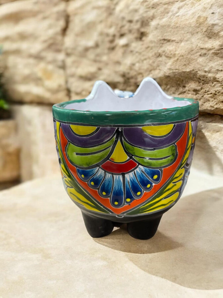 Cute Hand Painted Cat Skull Planter Pot