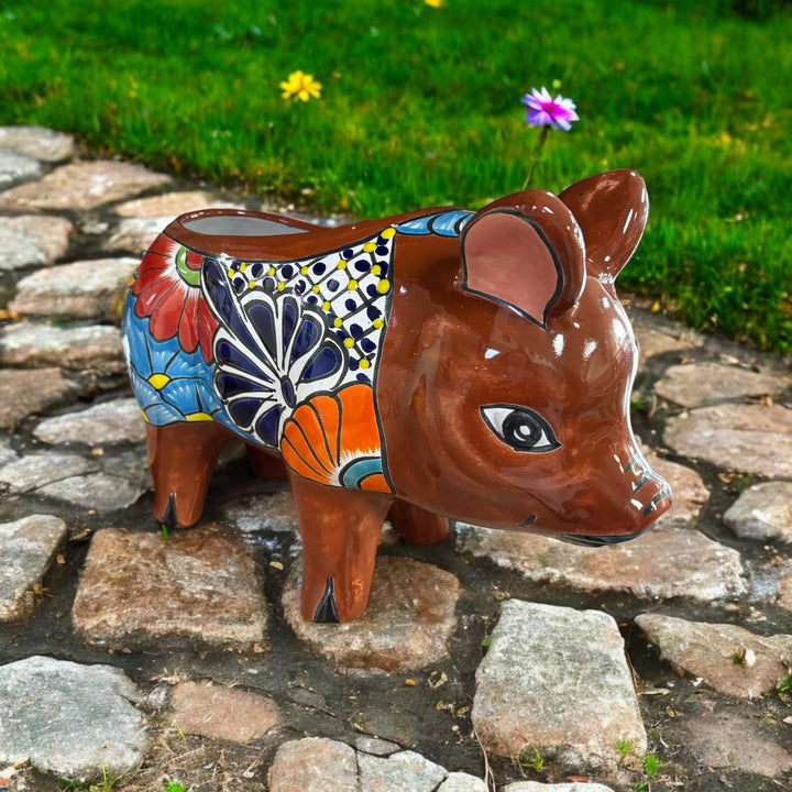 Hand Painted Pig Planter Pot