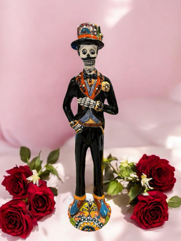 Hand Painted Man Catrin Day of the Dead Sculpture