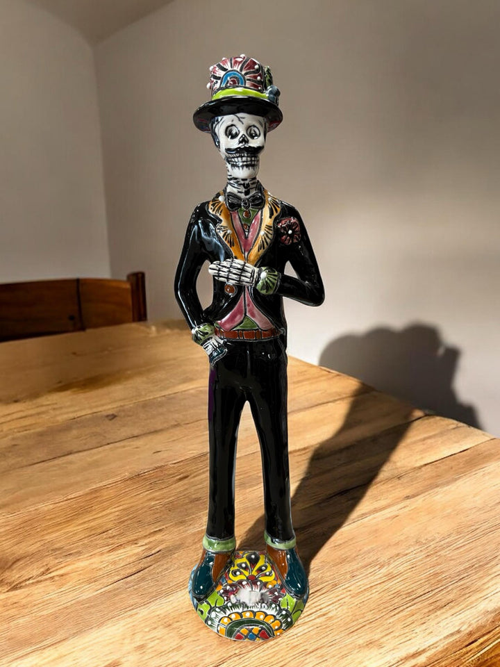 Hand Painted Man Catrin Day of the Dead Sculpture