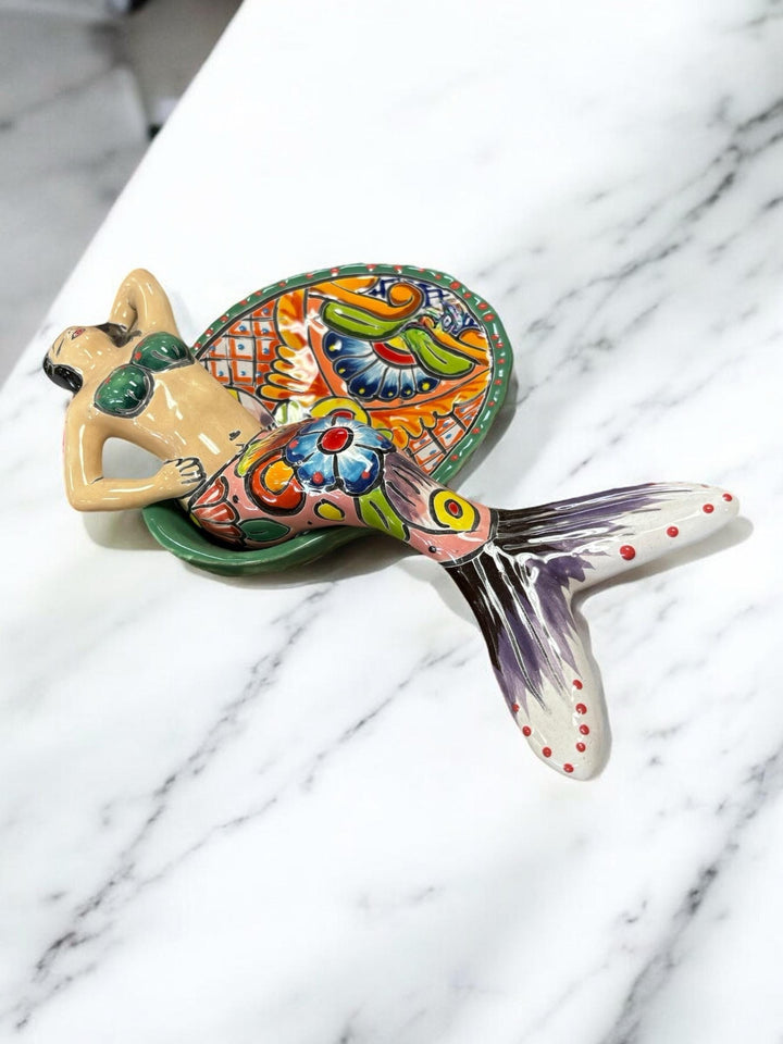 Hand Painted Talavera Mermaid Soap Holder