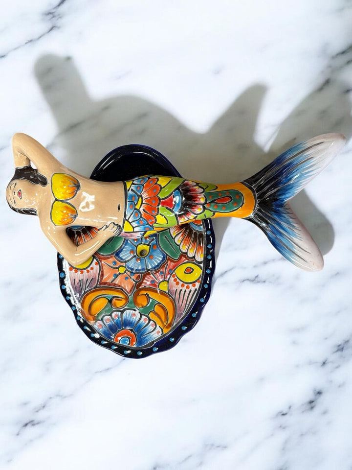 Hand Painted Talavera Mermaid Soap Holder