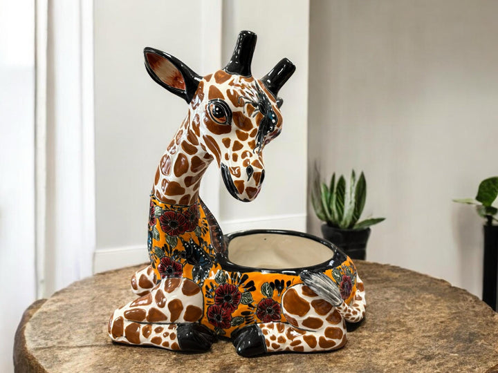 Hand Painted Mexican Giraffe Planter Pot