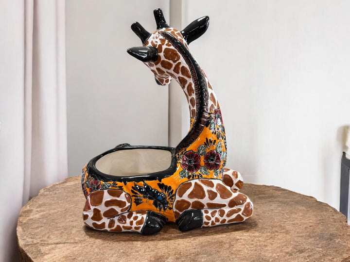 Hand Painted Mexican Giraffe Planter Pot