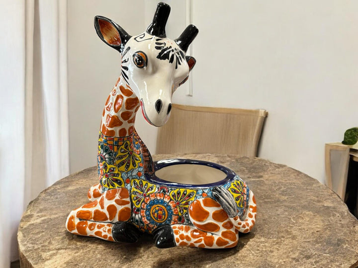 Hand Painted Mexican Giraffe Planter Pot