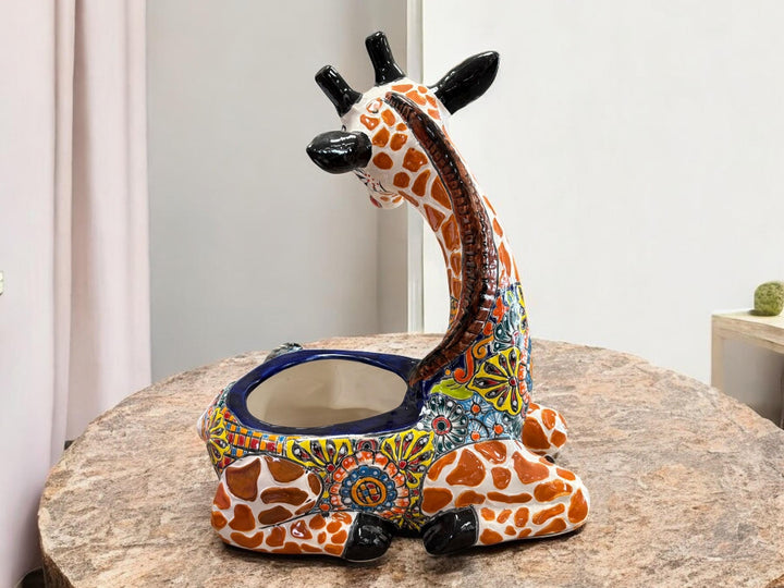 Hand Painted Mexican Giraffe Planter Pot