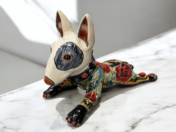 Cute Hand Painted Bull Terrier Dog Sculpture