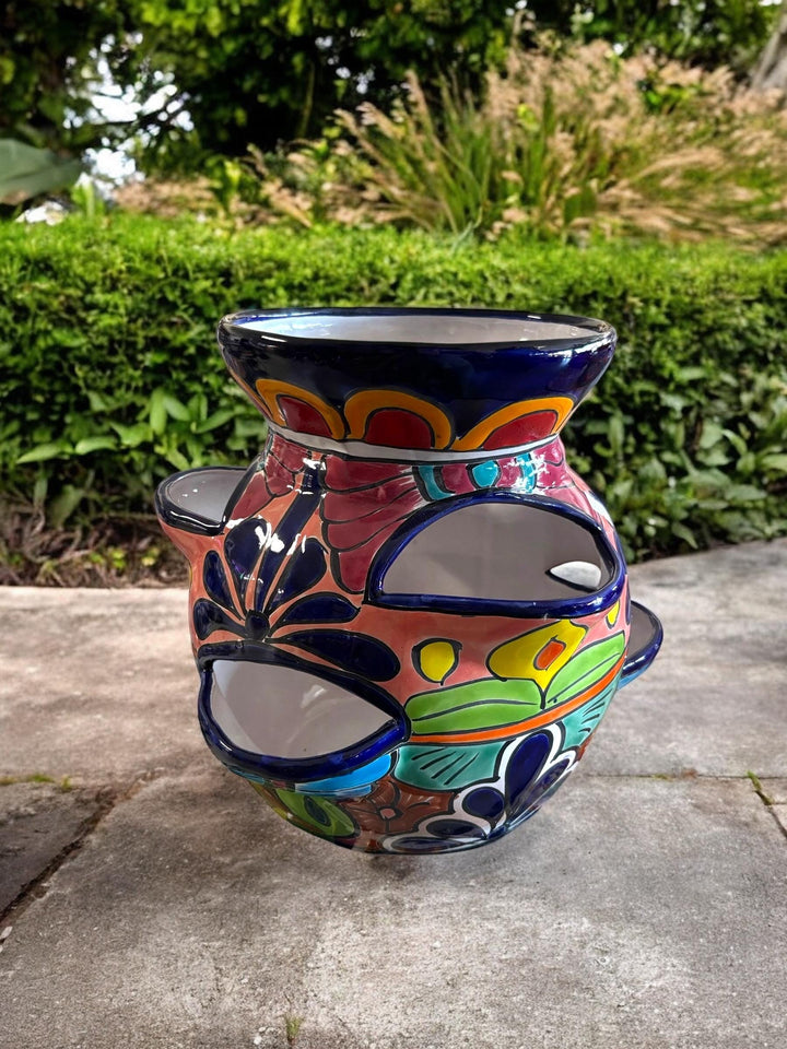 Handpainted Talavera Medium Strawberry Planter Pot – Assorted Colors (Varying Design)