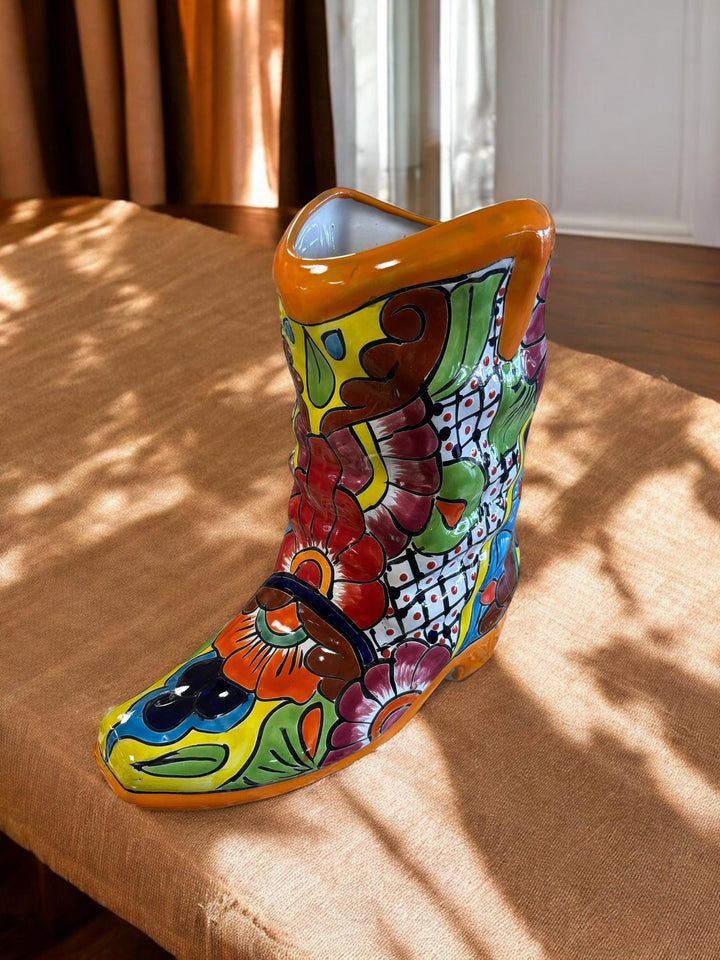 Handpainted Talavera Cowboy Boot Planter “Bota Vacera”