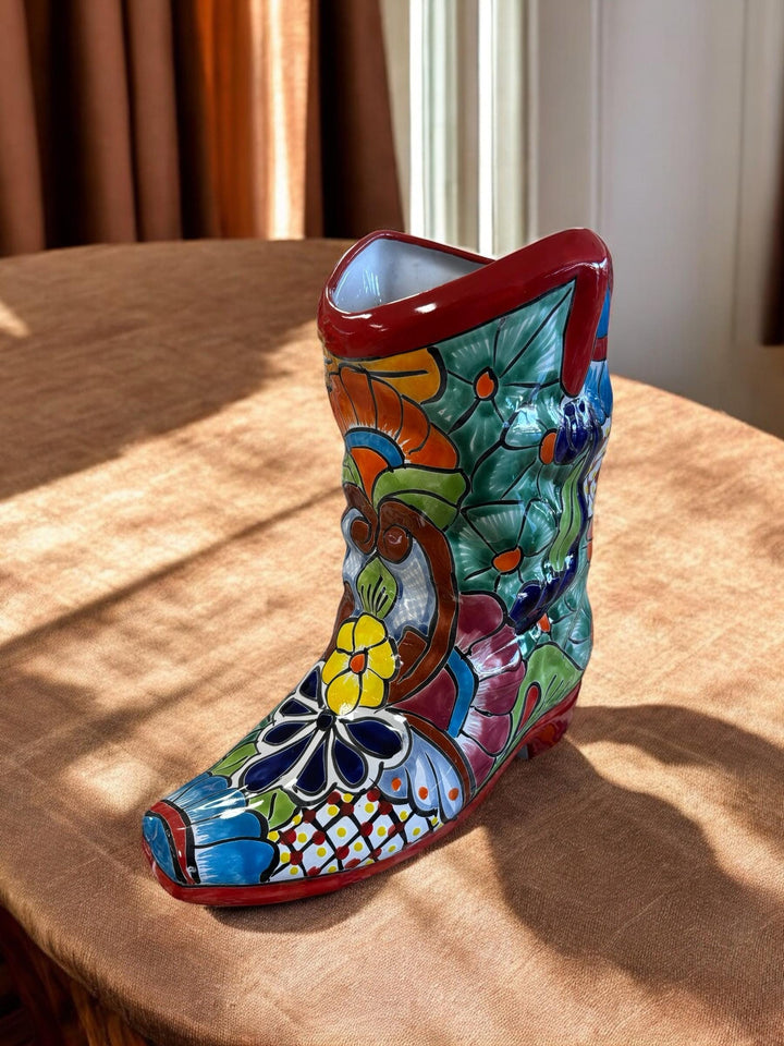 Handpainted Talavera Cowboy Boot Planter “Bota Vacera”