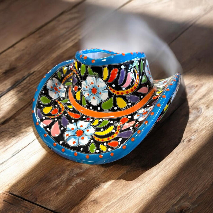 Handpainted Talavera Small Cowboy Hat Planter Pot