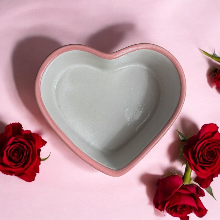 Traditional White and Pink Heart Bowl