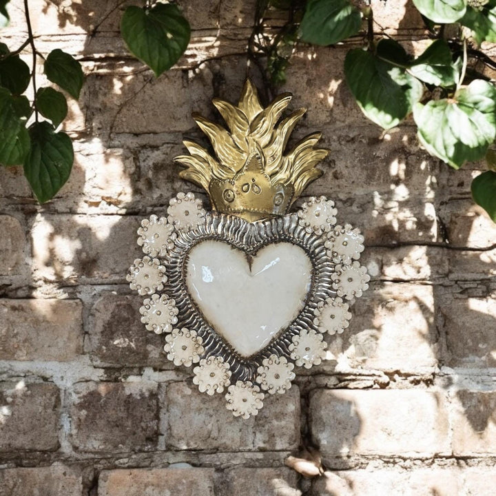 Handmade Mexican Tin Crown Hearts Wall Decor