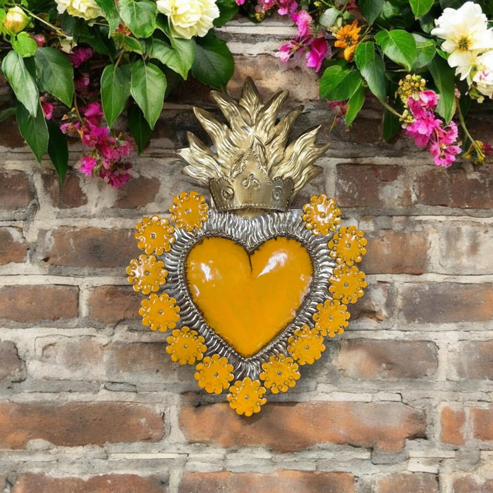 Handmade Mexican Tin Crown Hearts Wall Decor