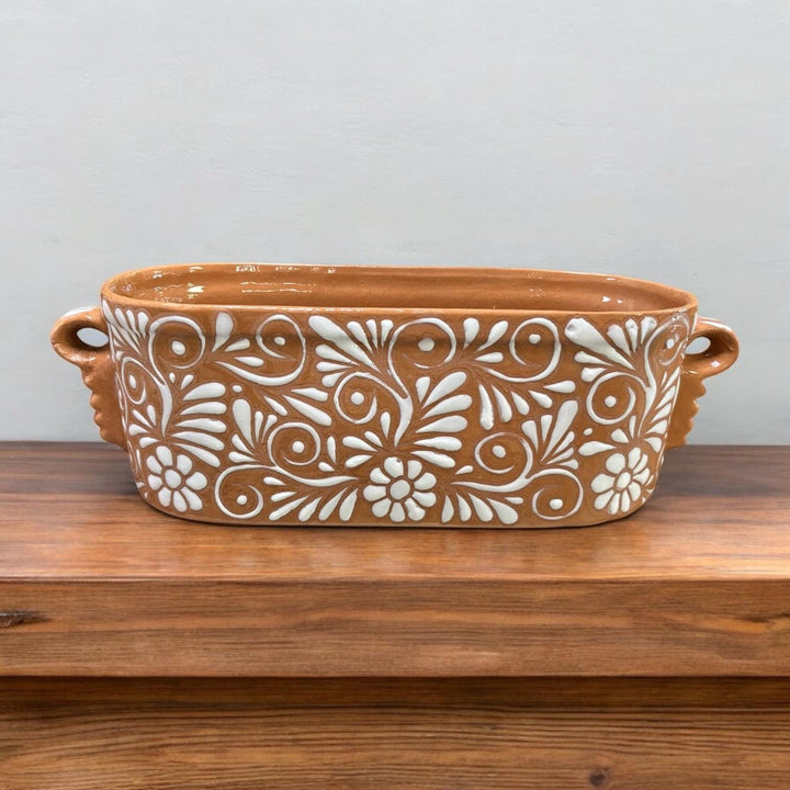 Handmade Long Brown and White Planter