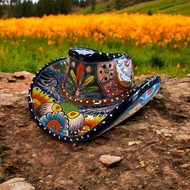 Handpainted Talavera Small Cowboy Hat Planter Pot