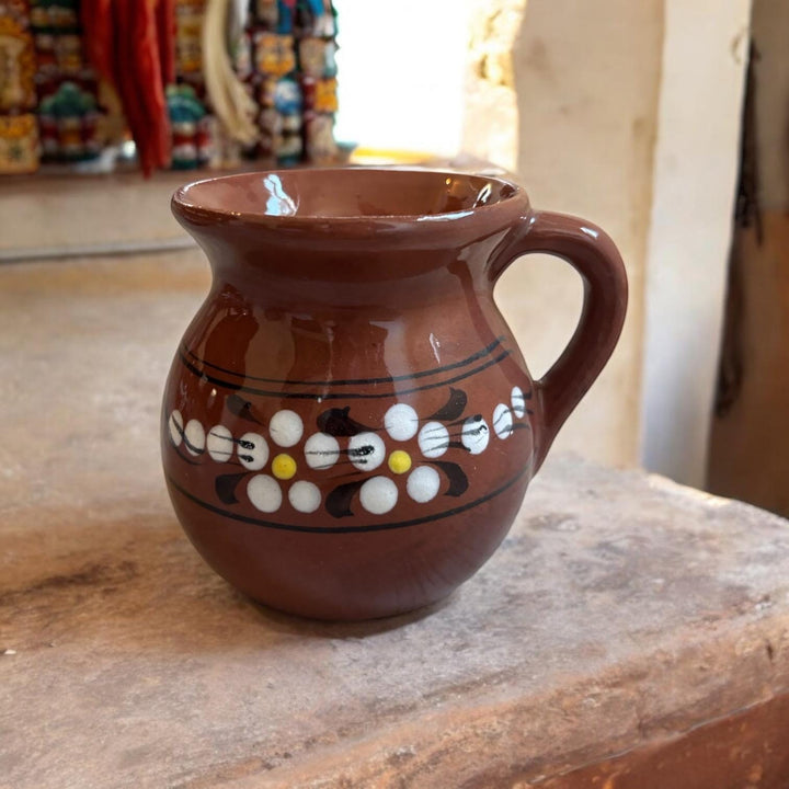 Handmade Mexican Ceramic Brown Jarrito Mug – Sold Individually or as a Set of 4