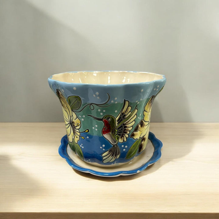 Hand Painted Talavera Hummingbird Planter Pot – Different Styles in Tabletop Medium