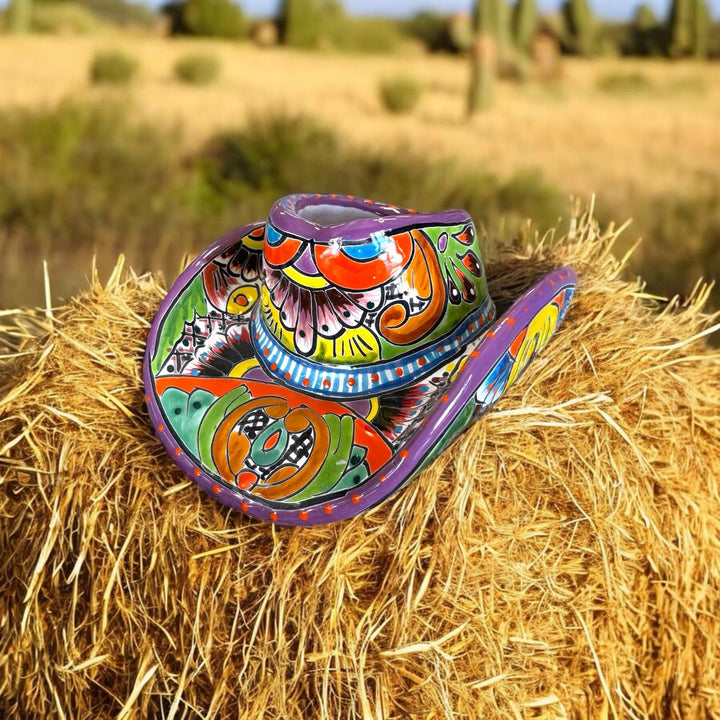 Handpainted Talavera Small Cowboy Hat Planter Pot