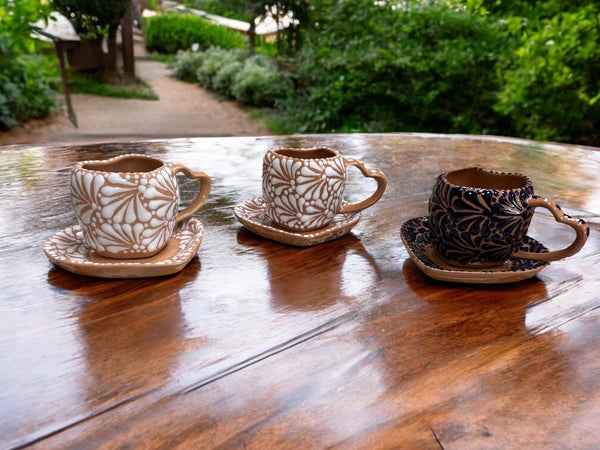 Hand Painted Talavera Heart Tea Cup and Saucer – Assorted Colors Available