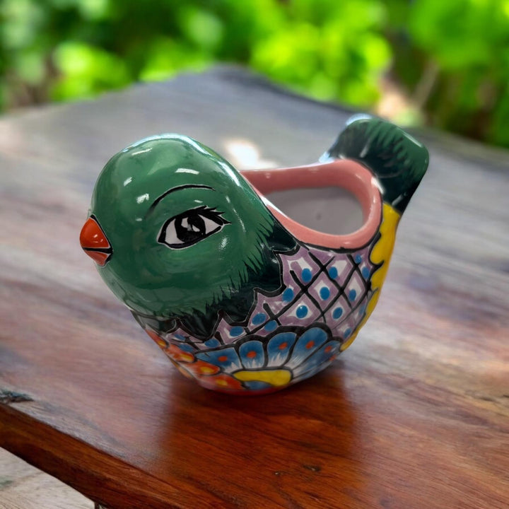 Cute Hand Painted Talavera Mini Bird Pot (Random Color & Pattern)