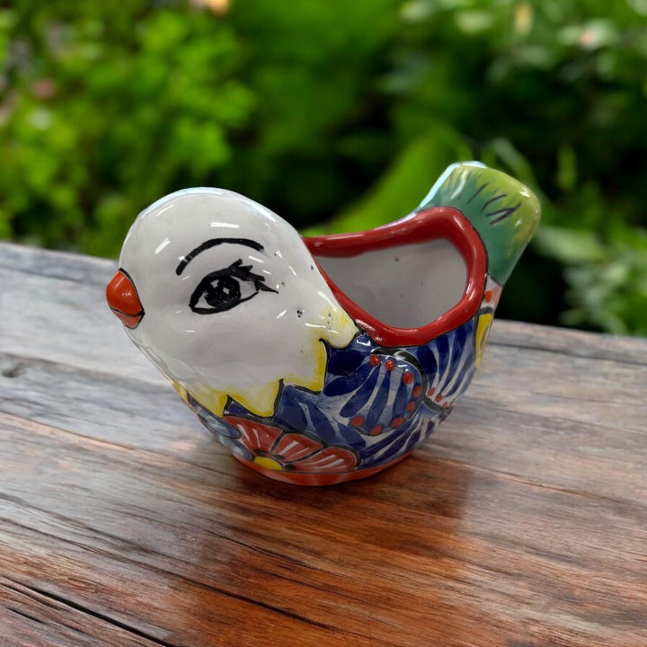 Cute Hand Painted Talavera Mini Bird Pot (Random Color & Pattern)