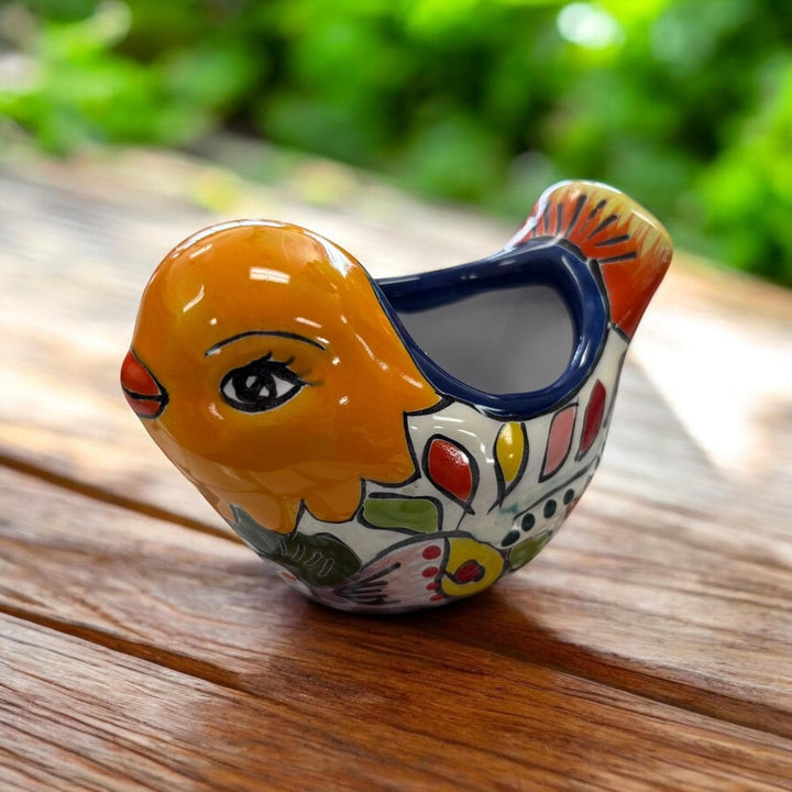 Cute Hand Painted Talavera Mini Bird Pot (Random Color & Pattern)