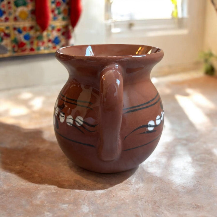 Handmade Mexican Ceramic Brown Jarrito Mug – Sold Individually or as a Set of 4