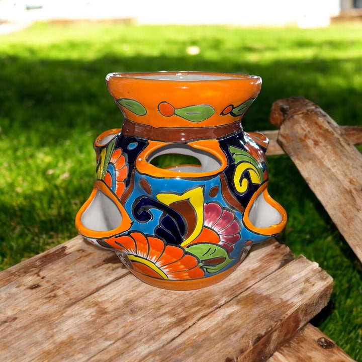 Handpainted Talavera Medium Strawberry Planter Pot – Assorted Colors (Varying Design)