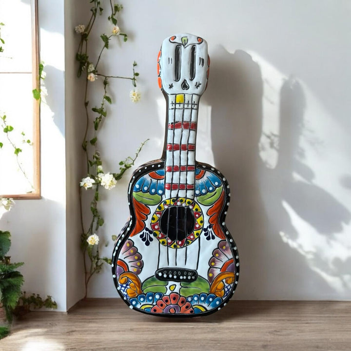 Hand Painted Mexican Talavera Guitar Wall Decor