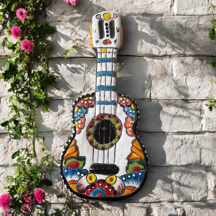 Hand Painted Mexican Talavera Guitar Wall Decor