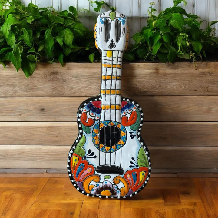 Hand Painted Mexican Talavera Guitar Wall Decor