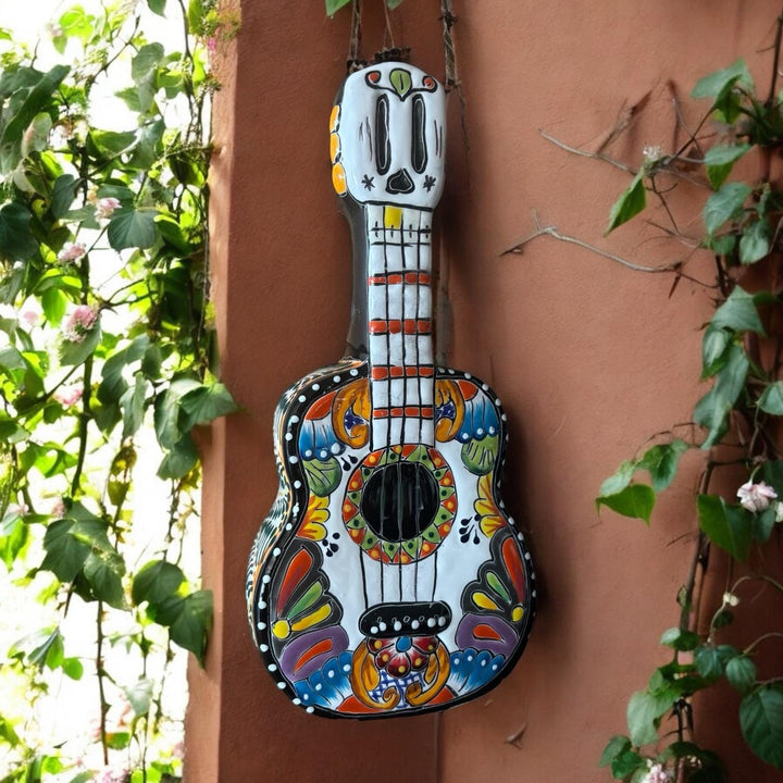 Hand Painted Mexican Talavera Guitar Wall Decor